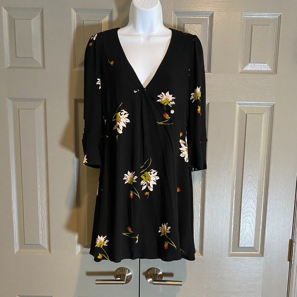 Time On My Side Black Floral Print Wrap Mini Dress - Picture 5 of 8